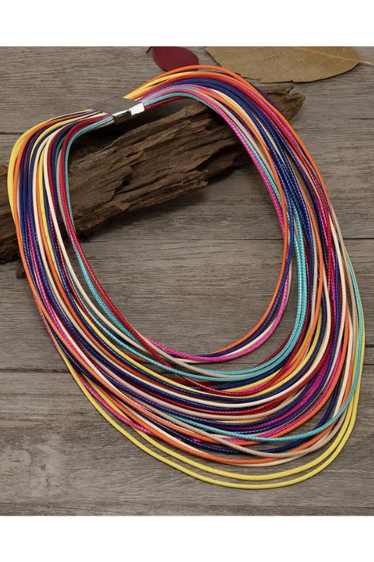 Vegan Leather Layered Necklace | Multi Colored