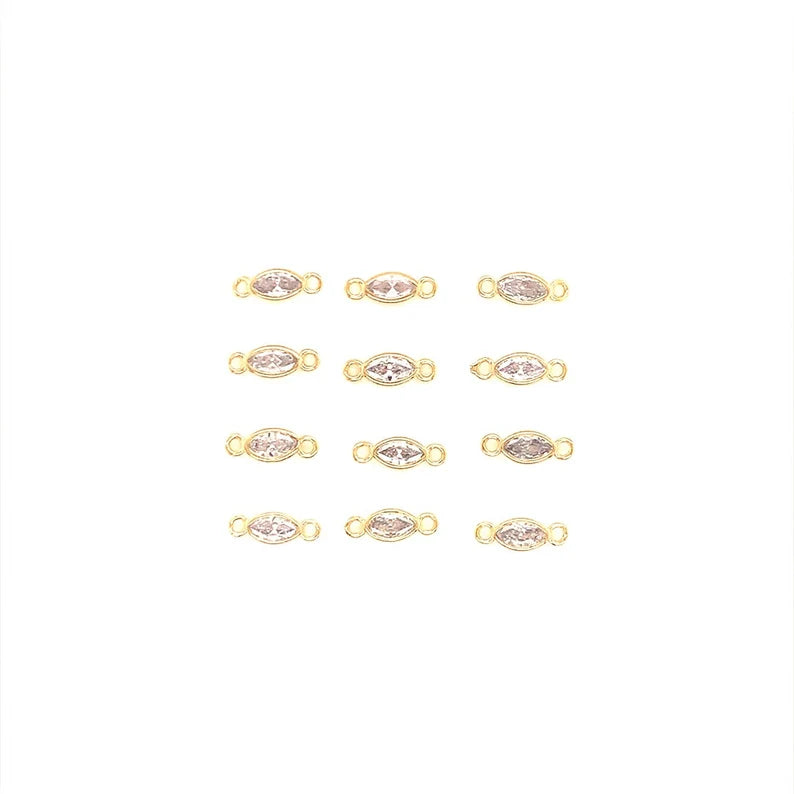 
            
                Load image into Gallery viewer, Oval CZ Stone Connector | Gold
            
        