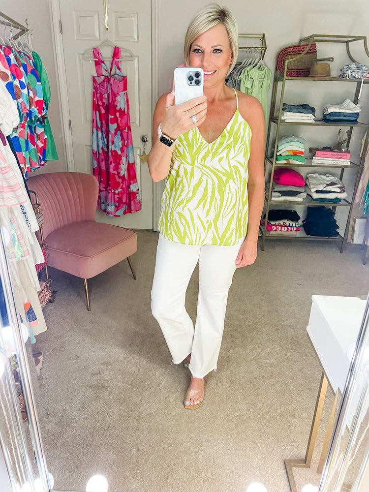 
            
                Load image into Gallery viewer, Limelight Zebra Cami Top
            
        