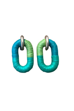 Green Wrapped Link Earrings
