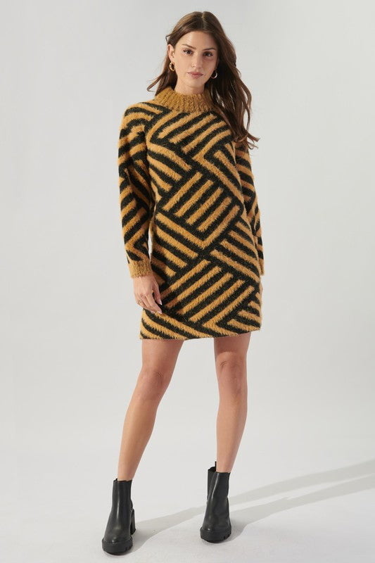Fairfax Geometric Sweater Dress - Case Collection Clothing