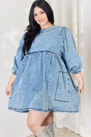 Oversized Denim Babydoll Dress - Case Collection Clothing